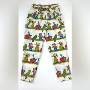 Vintage 80s pull on pants Womens tropical print Benetton Inseam 27in